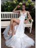 Ivory Wrapped Lace Tulle Slit Wedding Dress Ivory Wrapped Lace Tulle Slit Wedding Dress